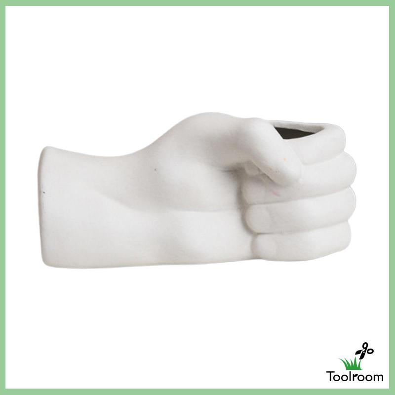 Lọ Hoa Bằng Gốm Hình Cánh Tay Người Màu Trắng Dùng Trang Trí