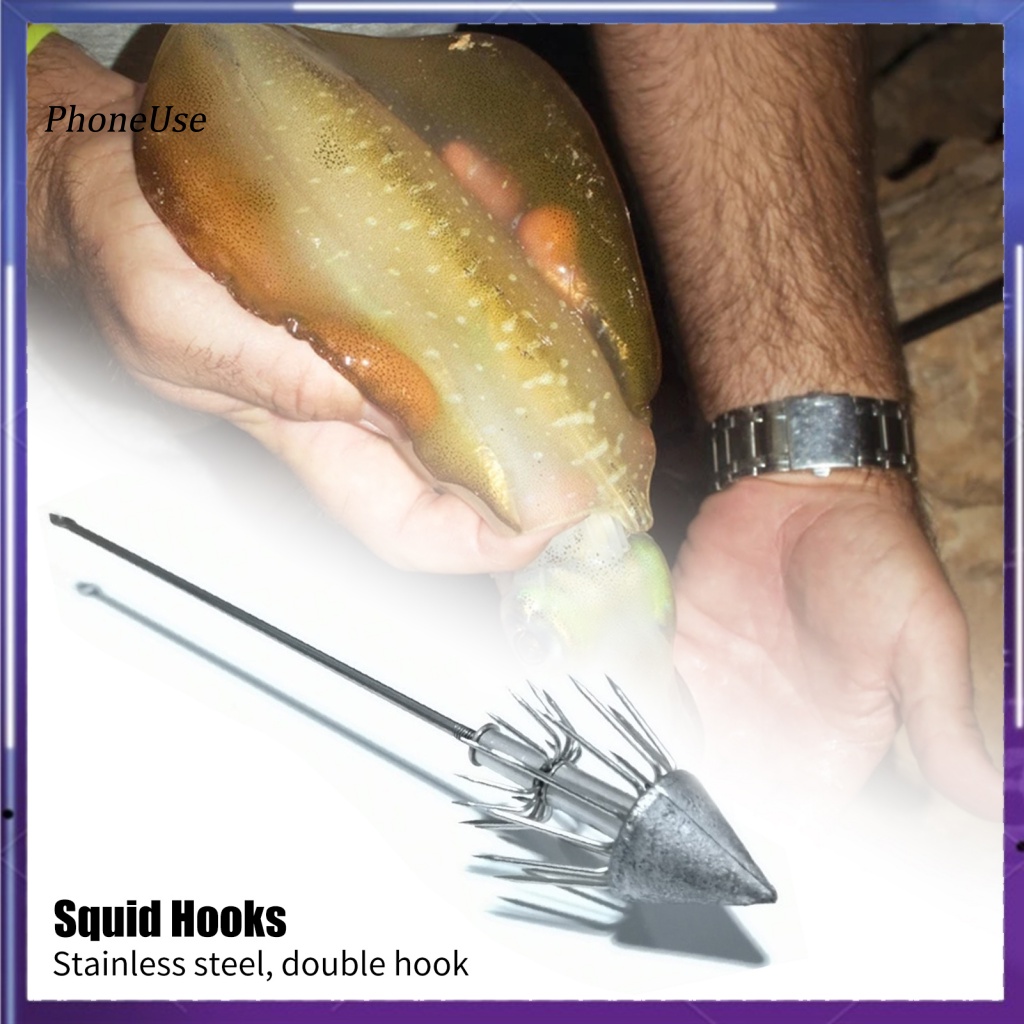 Móc Câu Cá Hai Lớp Dạng Mực Nhọn Chất Liệu Thép Không Gỉ PU 235cm / 90g