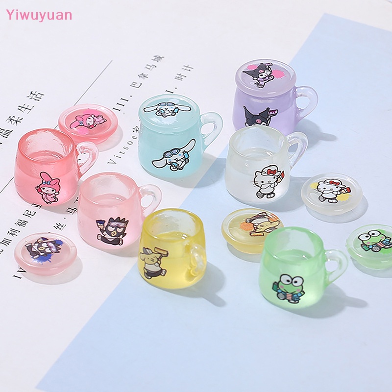 Bộ 2 Ly Nước Mini Bằng Nhựa Phát Quang Nhiều Màu Sắc Trang Trí Nhà Búp Bê