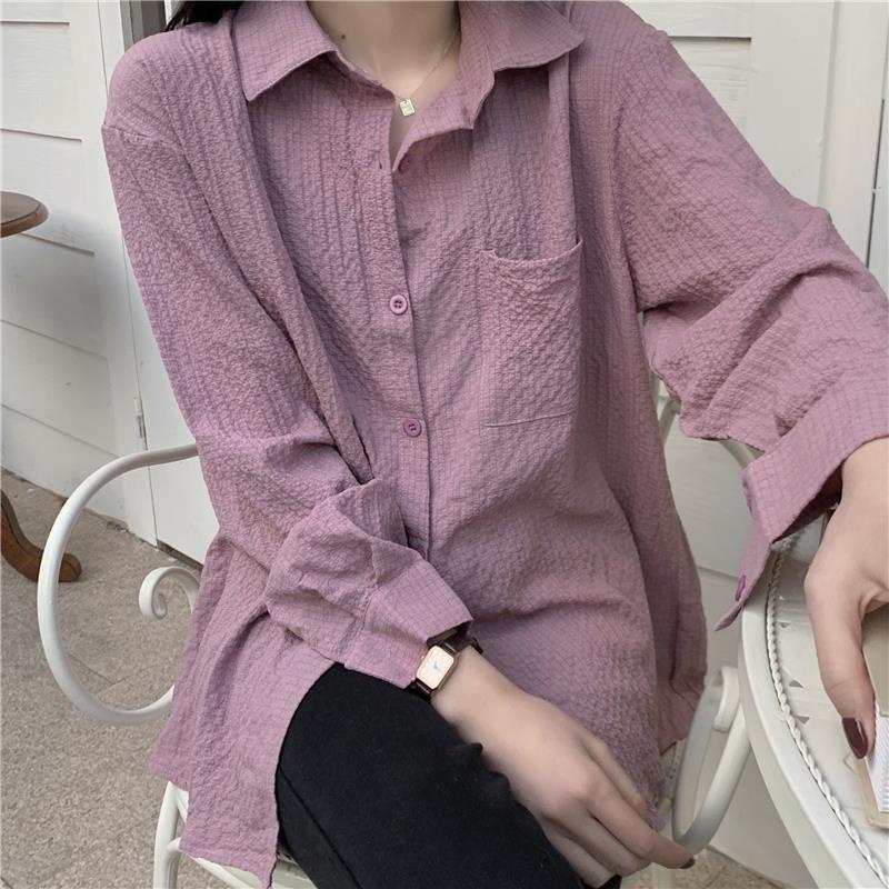 Áo Sơ Mi Nữ Dài Tay Dáng Rộng Phong Cách Hàn Quốc