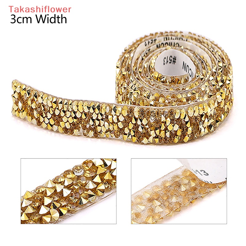 Cuộn Dây Đính Đá Resin Hai Mặt Tự Dính Kích Thước 15mm 30mm 1 Yard Dùng Trang Trí DIY