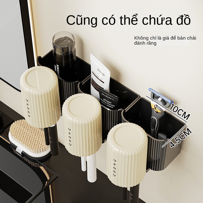 Giá Đỡ Bàn Chải Đánh Răng 4 Người Gắn Tường Tiện Lợi với cốc súc miệng đa năng cho nhà tắm gia đình