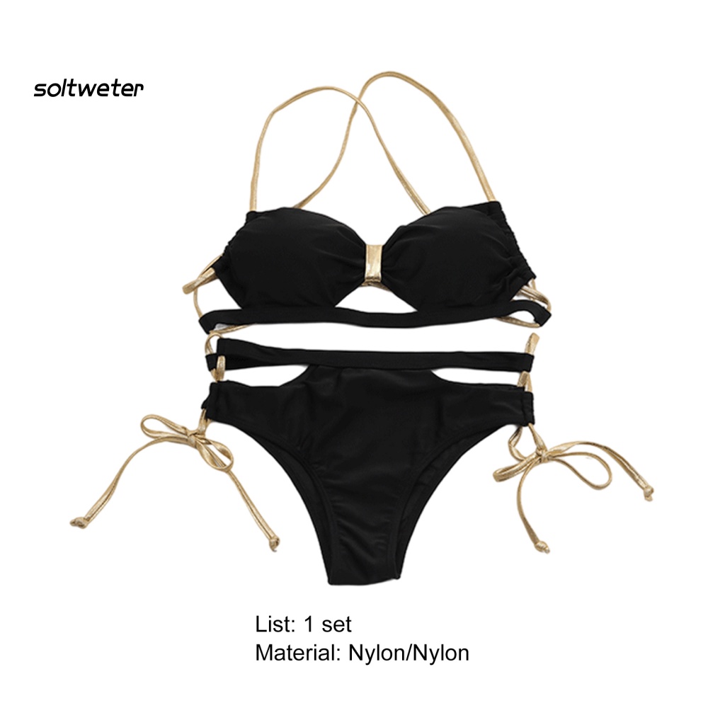 Bộ Đồ Bơi Bikini Hai Mảnh Lưng Cao Có Đệm Ngực Dây Chéo Thời Trang Mùa Hè Dành Cho Nữ