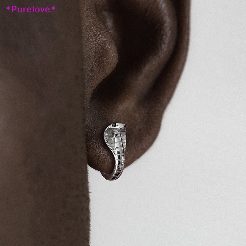 Bông Tai Hình Rắn Đính Đá Zircon Màu Xanh Lá Cây Phong Cách Hip Hop Cá Tính Cho Nam Và Nữ Mới