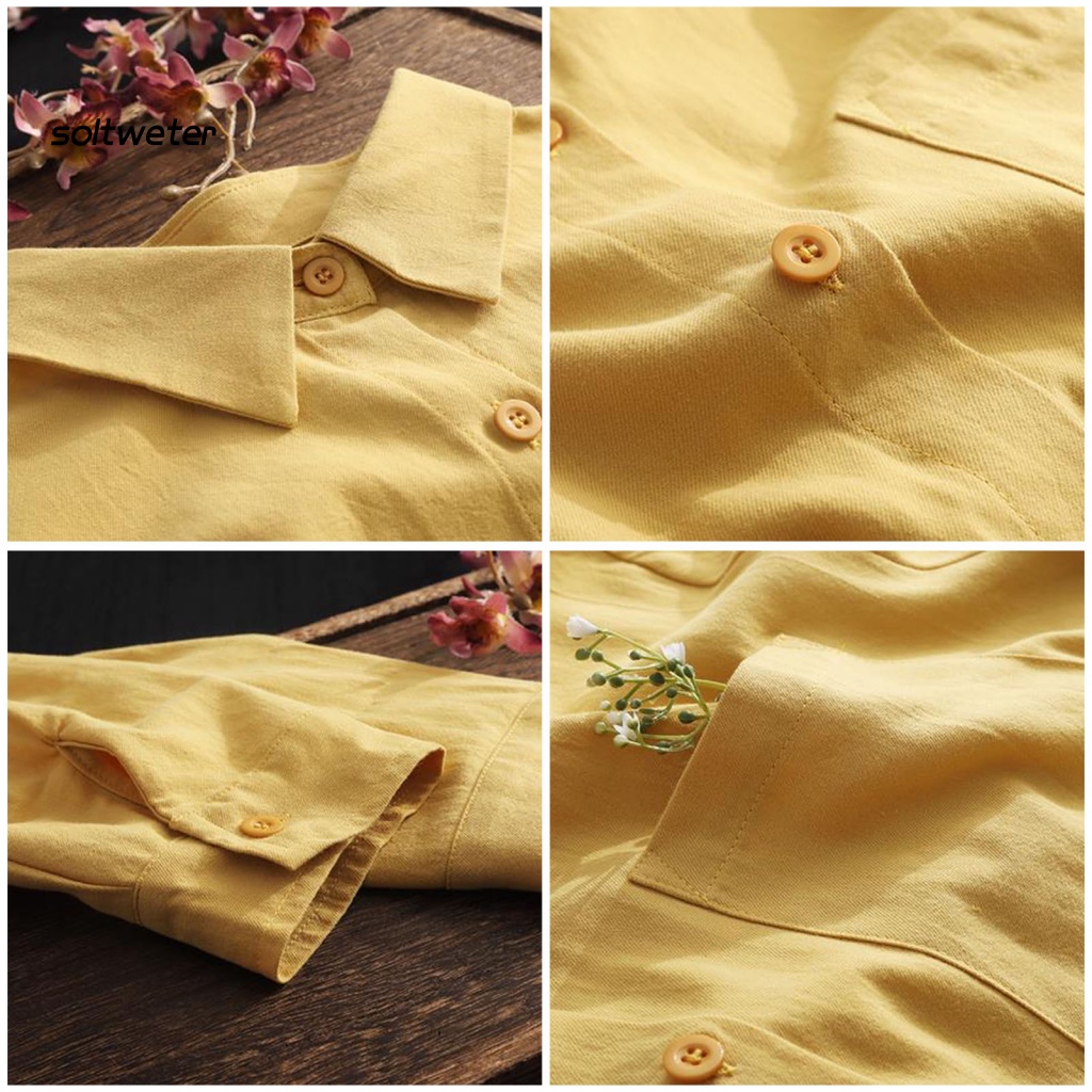 Áo Sơ Mi Tay Dài Cổ Bẻ Màu Sắc Thời Trang Cho Nữ