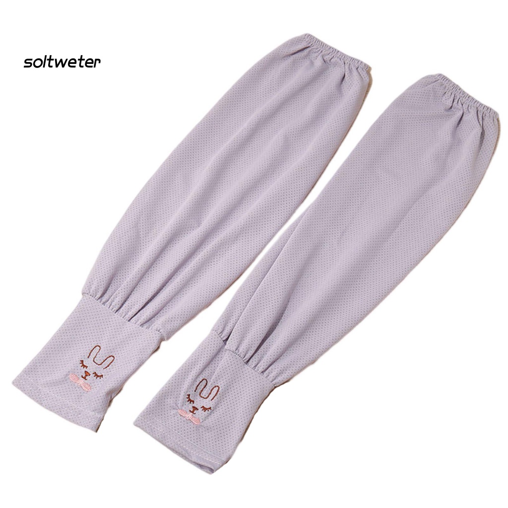 1 Cặp Ống Tay Áo Chống Nắng Thoáng Khí Thấm Hút Mồ Hôi Nhanh Khô Thêu Hình Thỏ Dễ Thương Tiện Dụng Mang Theo Du Lịch / Cắm Trại