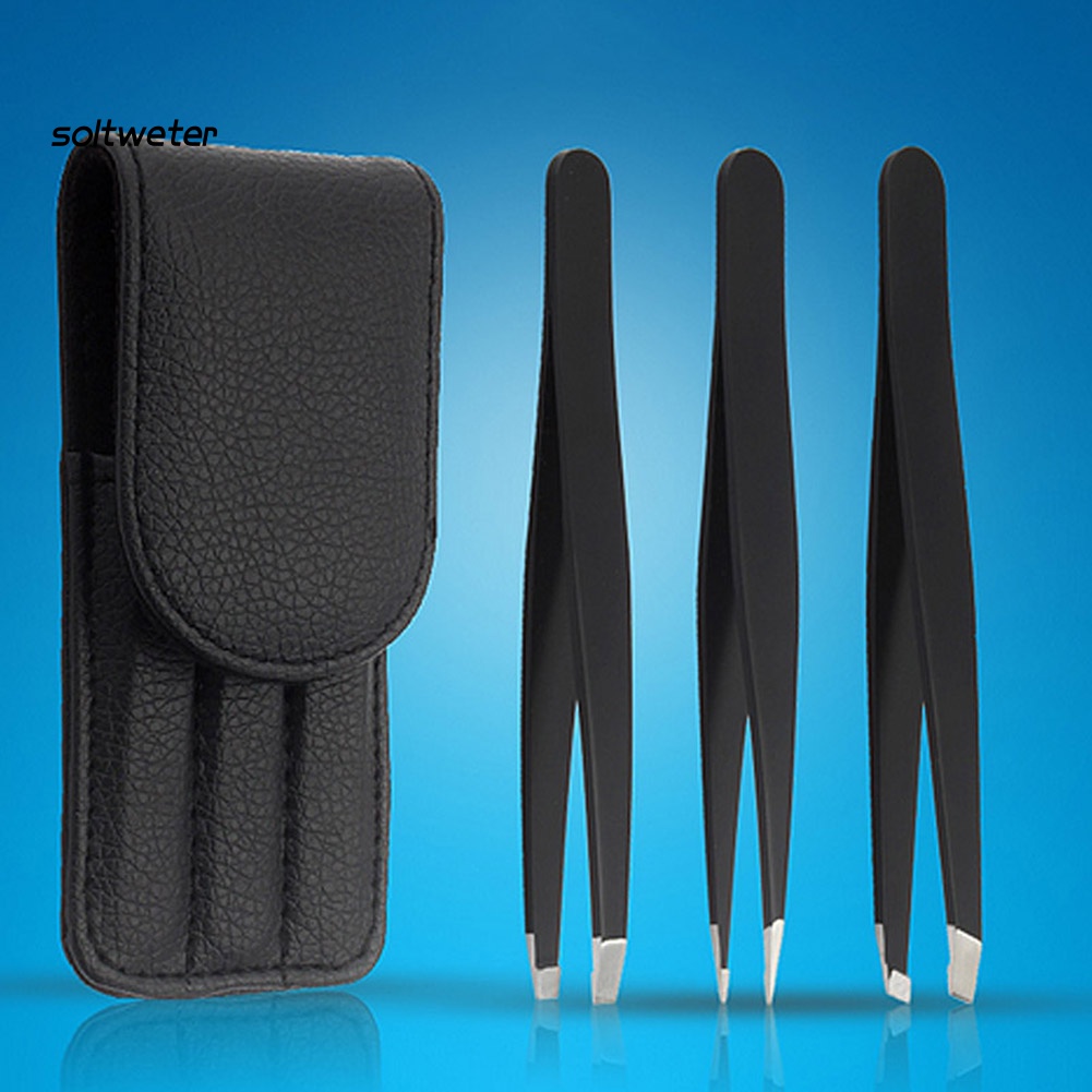 Bộ 3 Nhíp Nhổ Lông Mày Bằng Thép Không Gỉ