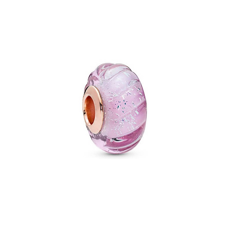 Hạt Charm Mạ Bạc 925Pandora Hình Trái Tim Mặt Kính Gợn Sóng Bằng Bạc 925