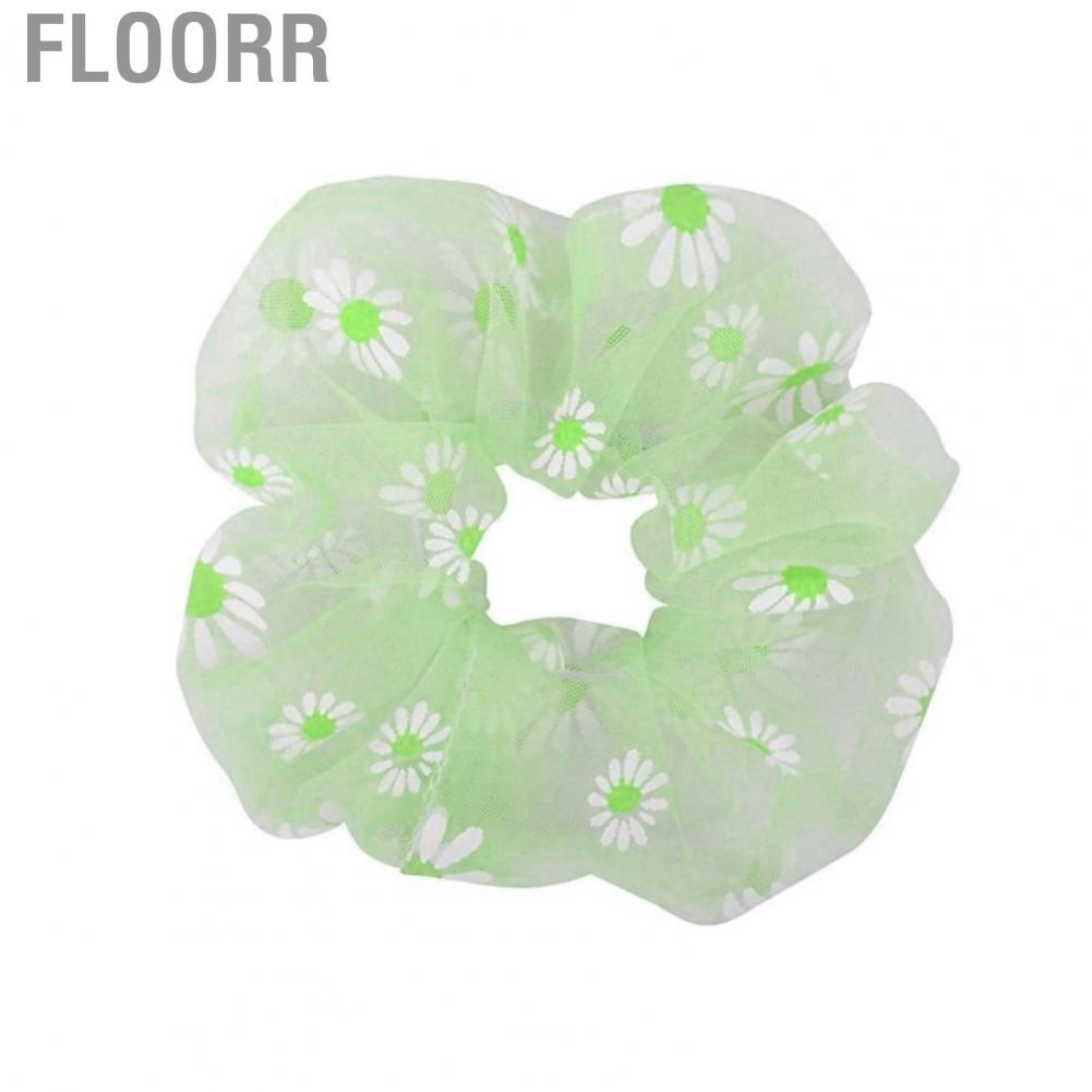 Floorr Hair Scrunchies Elastic Soft Gauze Daisy Pattern Large Intestine Bands Accessories