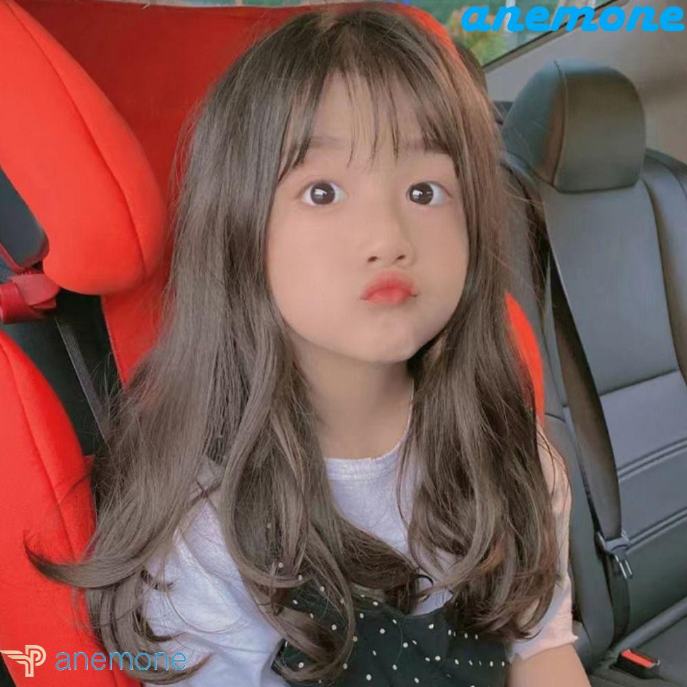 ANEMONE Bộ Tóc Giả Dài Xoăn Tự Nhiên Bằng Sợi Tổng Hợp Cách Nhiệt Thời Trang Cho Bé Gái