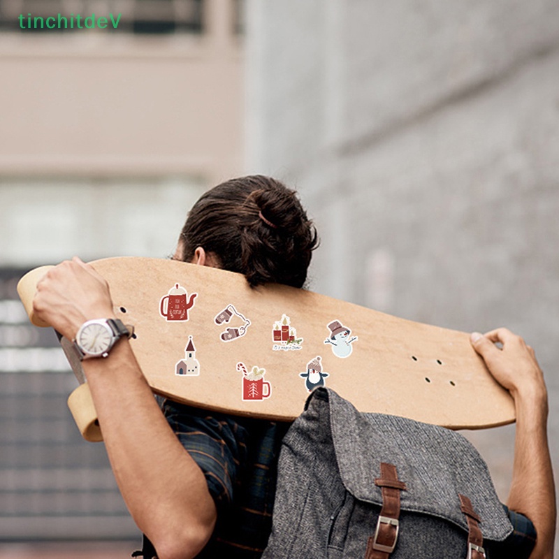 [TinchitdeV] Set 50 Miếng Dán Hoạt Hình Giáng Sinh Trang Trí Tủ Lạnh / Laptop / Điện Thoại / Hành Lý DIY