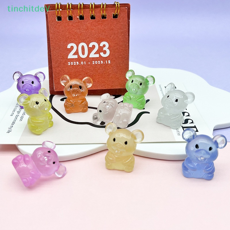 Set 2 Chú Chuột Mini Bằng Nhựa Resin Dạ Quang Dễ Thương Dùng Trang Trí