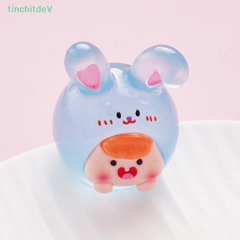 Bộ 2 Đồ trang trí Thỏ Mini Bằng Nhựa Phát Quang Trang Trí Tiểu Cảnh