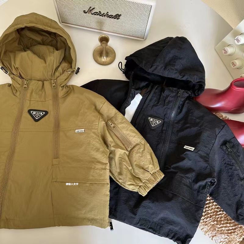 Hàng Mới Về Áo Khoác Có Mũ Trùm Màu Trơn Phối Khóa Kéo Phong Cách Hàn Quốc Thời Trang Xuân Thu Cho Bé Trai Và Gái