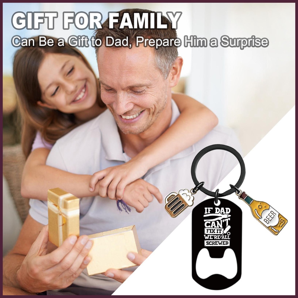 Dụng Cụ Mở Nắp Chai Bằng Thép Không Gỉ Có Móc Khóa Khắc Chữ Dad on Christmas
