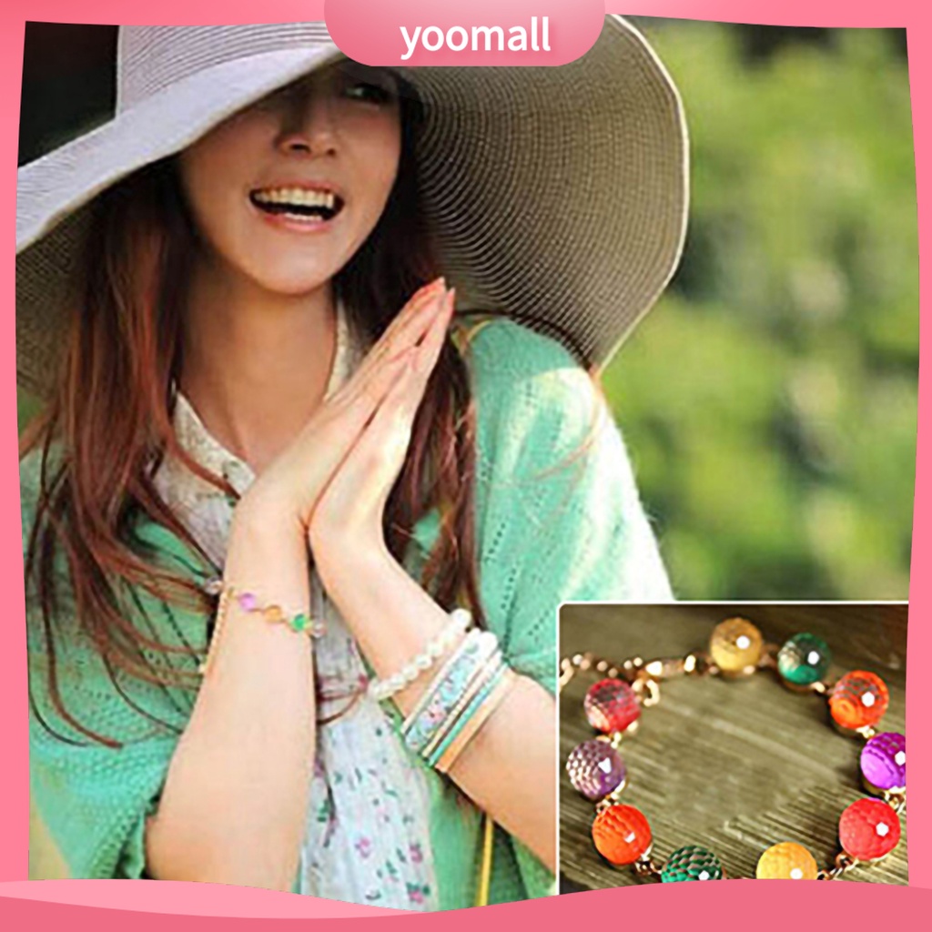 Vòng Tay Chuỗi Hạt Tròn Màu Sắc Ngọt Ngào Thời Trang Cho Nữ