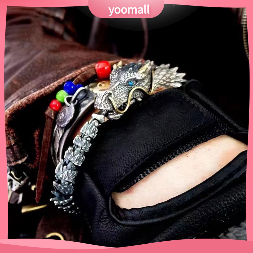 [YM] Vòng Đeo Tay Nam Hình Đầu Rồng Bằng Đồng Không Gây Dị Ứng Phong Cách Hip hop Có Thể Điều Chỉnh