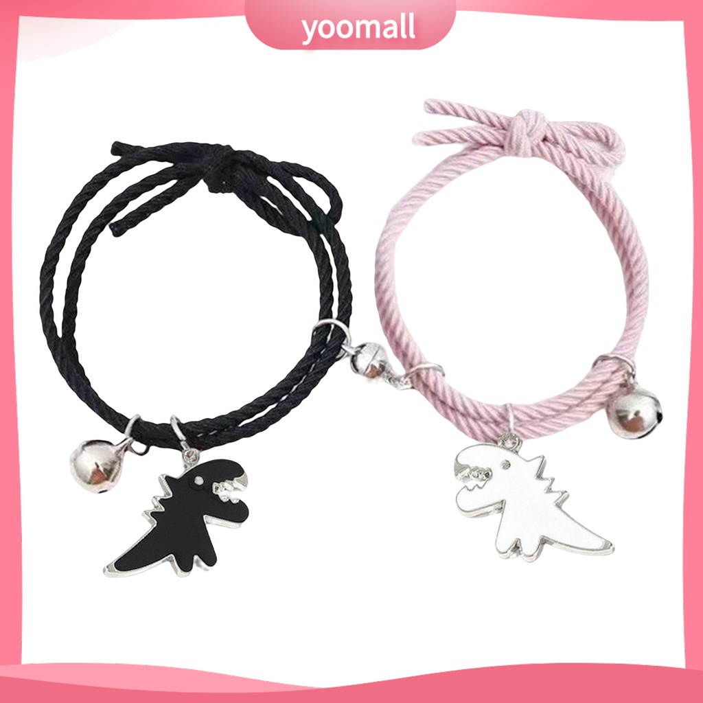[YM] Set 2 Vòng Tay Dây Bện Thủ Công Hình Khủng Long Đàn Hồi Trang Trí Có Thể Điều Chỉnh Trang Sức ic