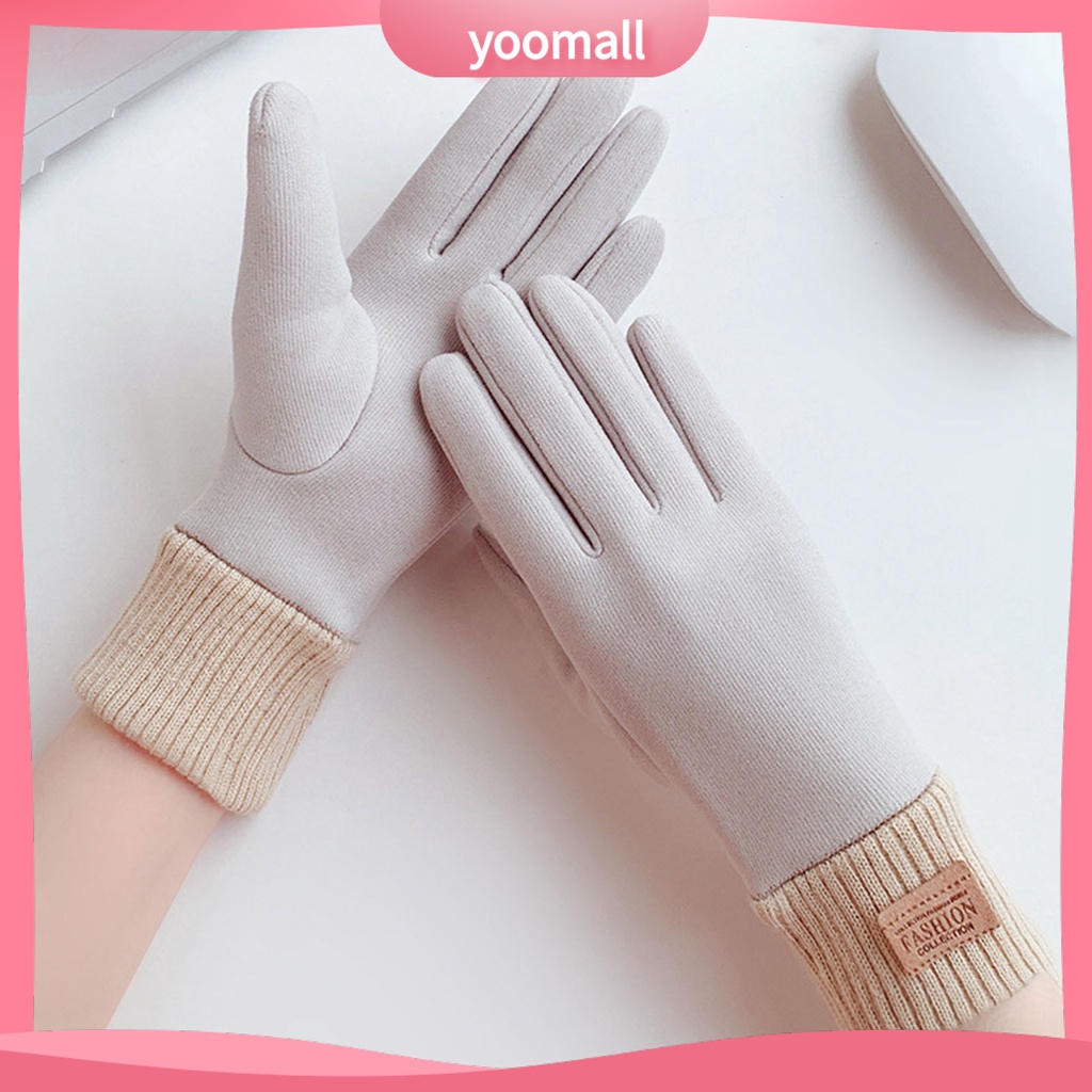 1 Đôi Găng Tay Giữ Ấm Mùa Đông Mềm Mại Thêu Họa Tiết Tinh Tế Chống Gió Cho Nữ
