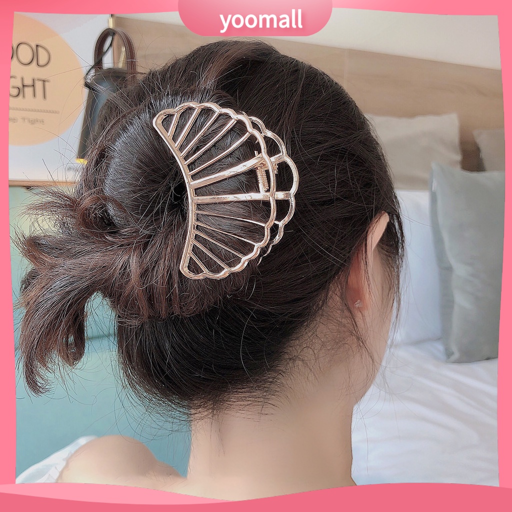 Kẹp Tóc Càng Cua Bằng Hợp Kim Chống Trượt Màu Trơn Thời Trang Cho Nữ