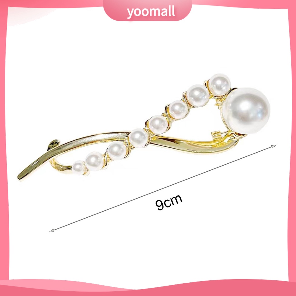 Kẹp Tóc Hình Chữ S Đính Ngọc Trai Giả Mạ Vàng Chống Trượt Cho Nữ