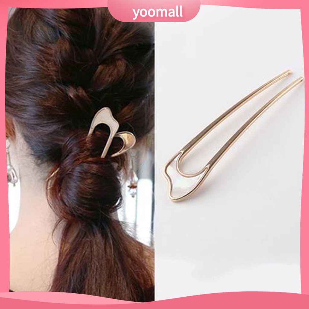 Kẹp Tóc Chữ U Bằng Thép Không Gỉ Màu Trơn Chống Biến Dạng Dành Cho Nữ