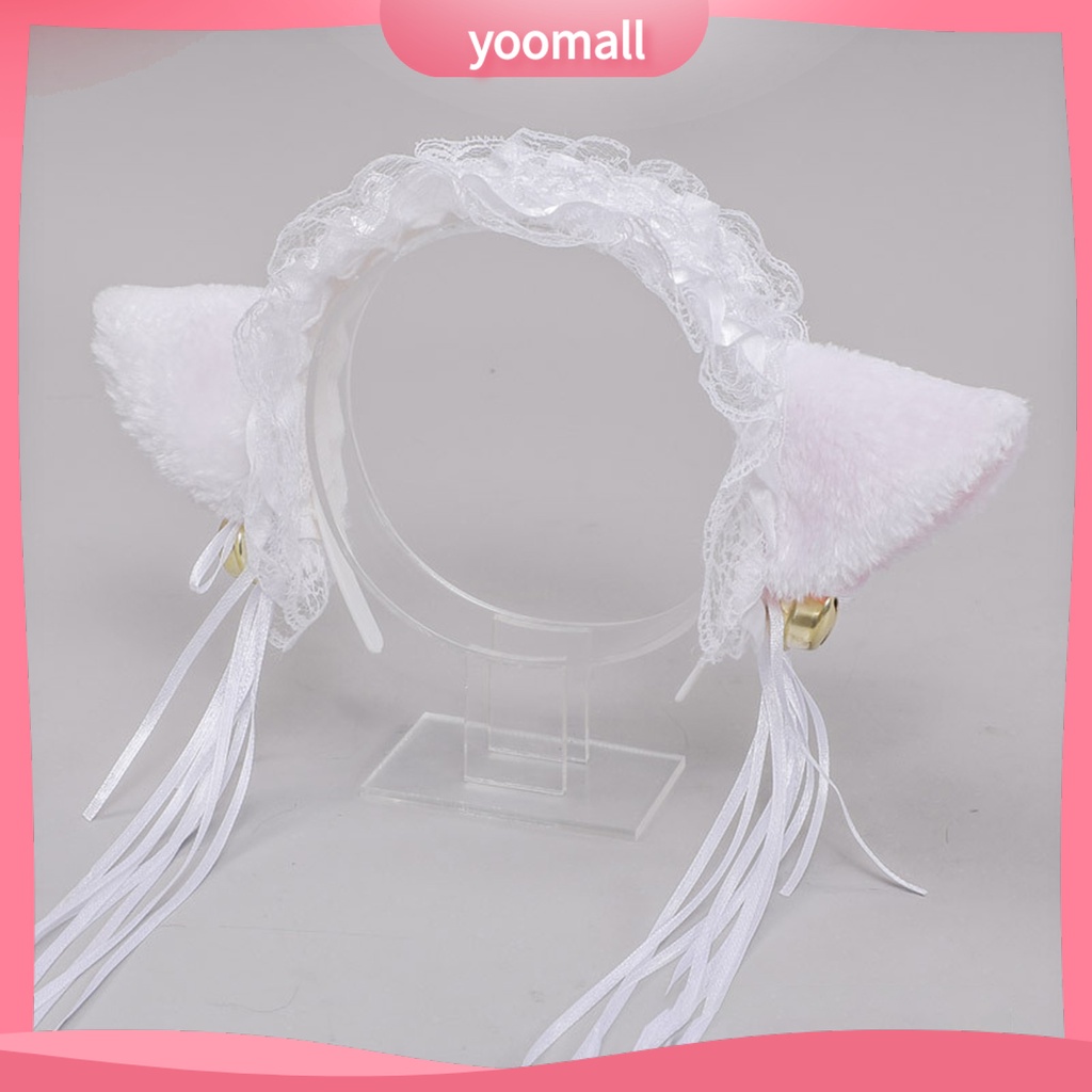 Băng Đô Tai Mèo Phối Ren Tua Rua Phong Cách Gothic Lolita Cho Nữ