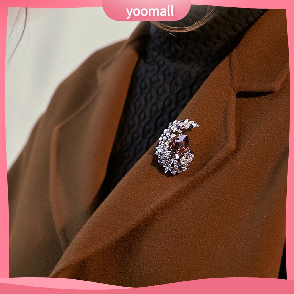 Ghim Cài Áo Hình Mặt Trăng Đính Đá Pha Lê Sáng Bóng Thanh Lịch Cho Nữ