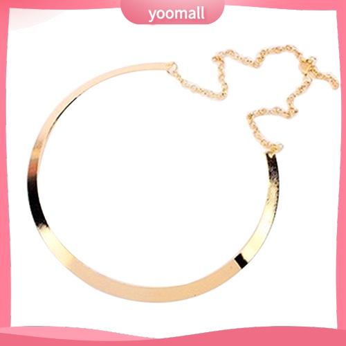 [YM] Vòng Cổ Choker Kim Loại Mỏng Mặt Gương Sáng Bóng Mạ Vàng Bạc Trang Sức Vòng Tròn Cho Nữ