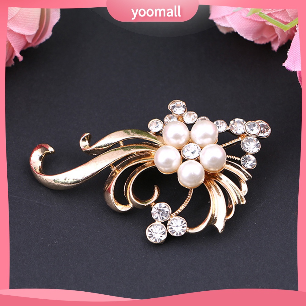 Ghim Cài Áo Hình Con Công Đính Đá Và Ngọc Trai Nhân Tạo Thời Trang