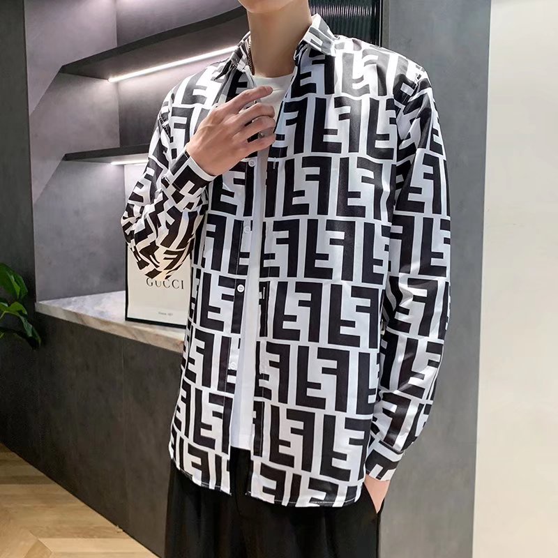 Áo Sơ Mi Tay Dài In Họa Tiết Phong Cách Harajuku Nhật Bản Thời Trang Mùa Xuân Cho Nam