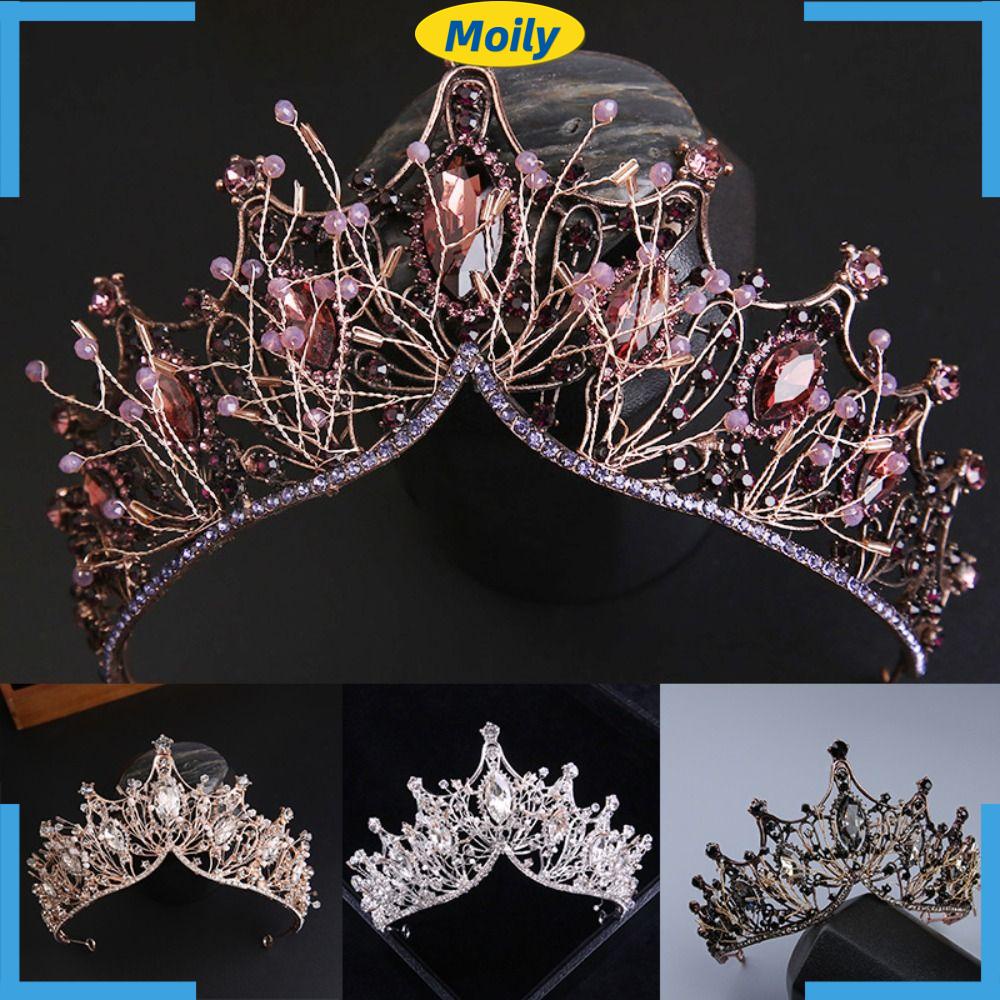 MOILYVN Vương Miện Đội Đầu Đính Kim Tuyến Lấp Lánh Cho Cô Dâu