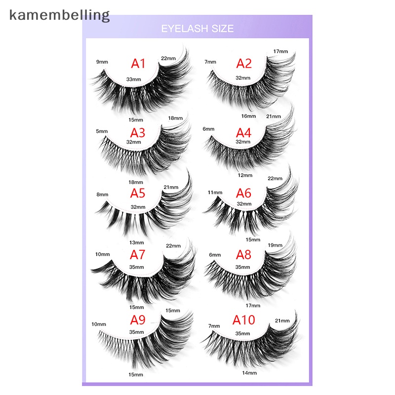 Kamembelling Set 7 Cặp Lông Mi Giả 3D Cong Dài Tự Nhiên
