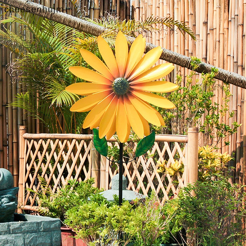 Cối Xay Gió Bằng Kim Loại Hình Hoa Hướng Dương Trang Trí Sân Vườn