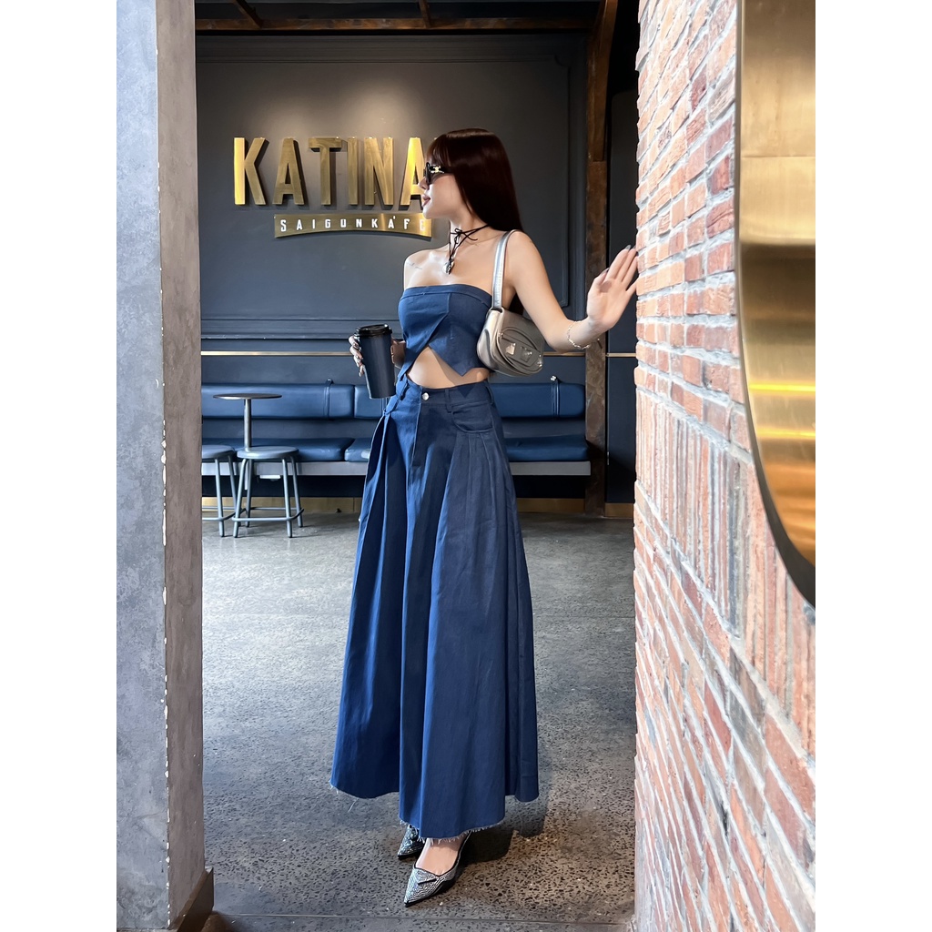 SÉT ÁO CÚP + CHÂN VÁY DENIM  - KT04819