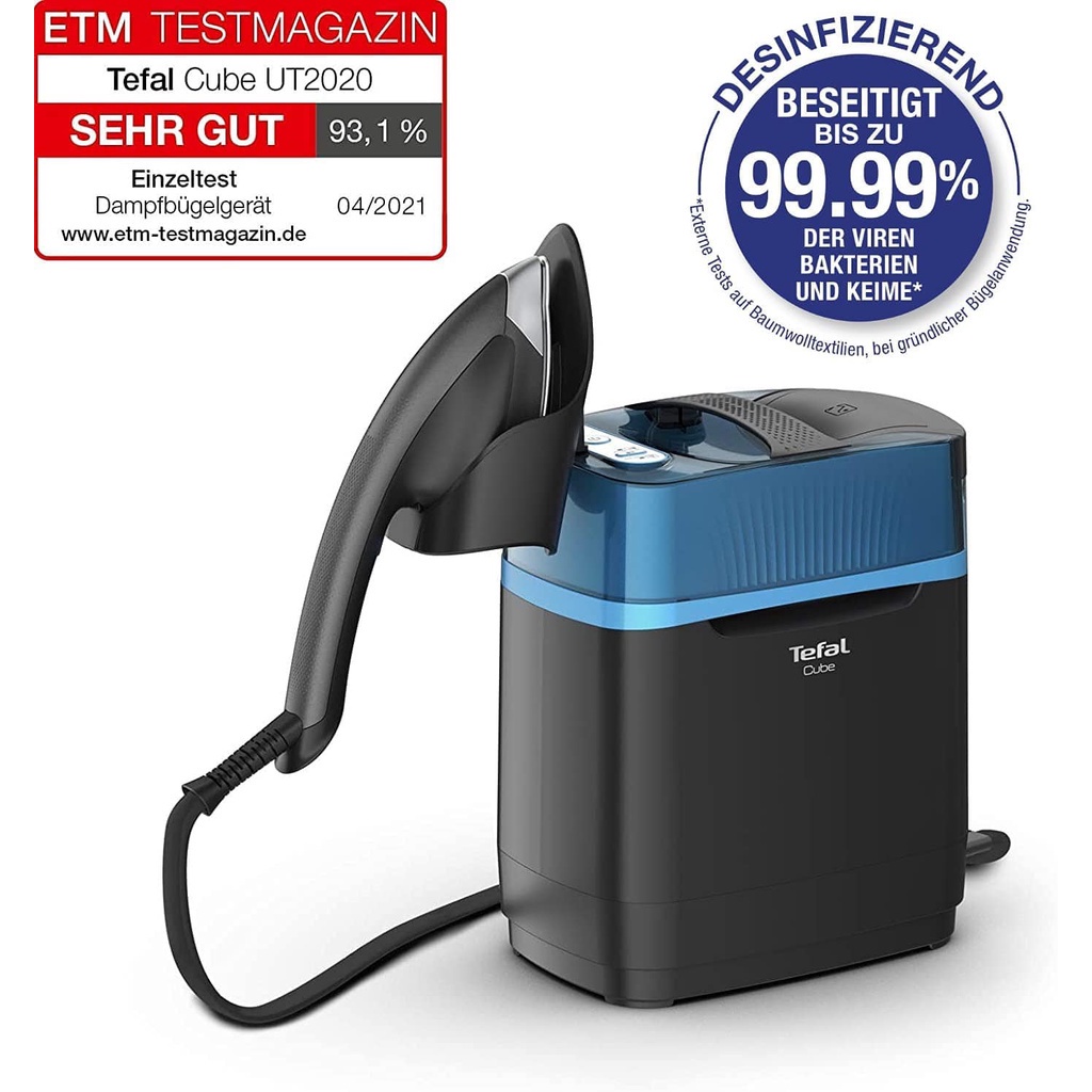 Bàn Là Hơi Nước Tefal IXEO Cube Dampfgenerator UT2020, Công Suất 2200W, Lực Phun Mạnh, Made in France, BH 12 Tháng