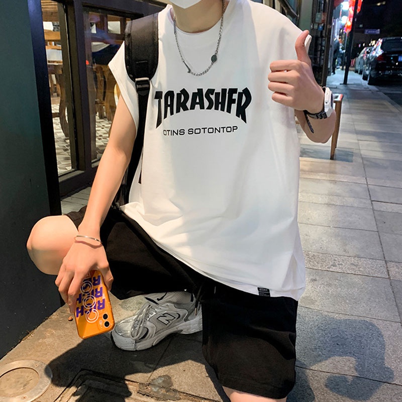 Áo Thun Sát Nách Dáng Rộng Vải Lụa Mát Thời Trang Mùa Hè Phong Cách Mỹ Cao Cấp Cho Nam