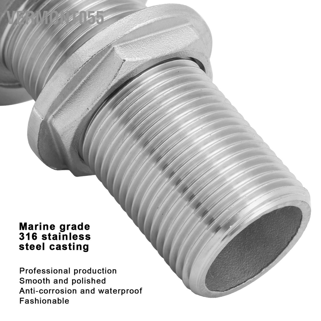 Vermont055 Thru Hull Fitting Connector Thép không gỉ MJS022 Ổ cắm chung cho thuyền Yacht Hose
