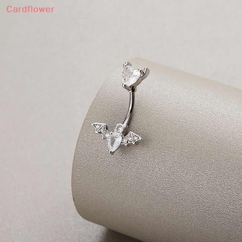 Khuyên Rốn Bằng Thép Không Gỉ Hình Dơi Đính Đá Zircon Màu Bạc Quyến Rũ Thời Trang Cho Nữ
