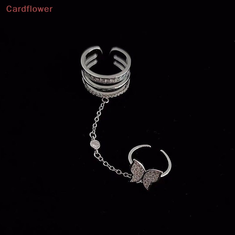 Nhẫn Hình Bướm Dạng Dây Xích Đôi Phong Cách Punk Hip Hop Thời Trang Cho Nữ