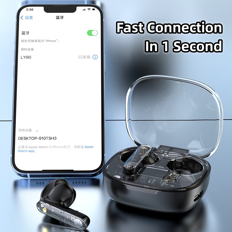 Aubess Tws Tai Nghe Không Dây Trong Suốt Tương Thích Với Bluetooth 5.3 Tiết Kiệm Năng Lượng Không Gây Hại Cho Tai Hifi Stereo Yunni