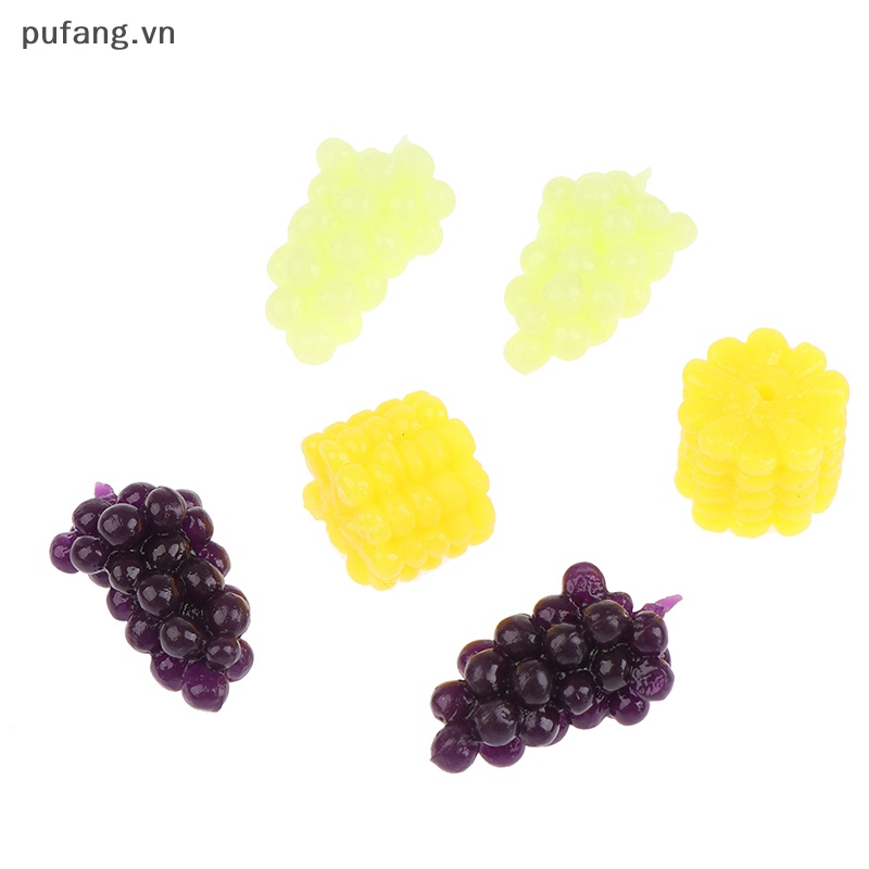 Pufang Set 5 Mô Hình Trái Nho / Nho / Trái Cây Mini TPR Mềm Mại Cho Nhà Búp Bê vn