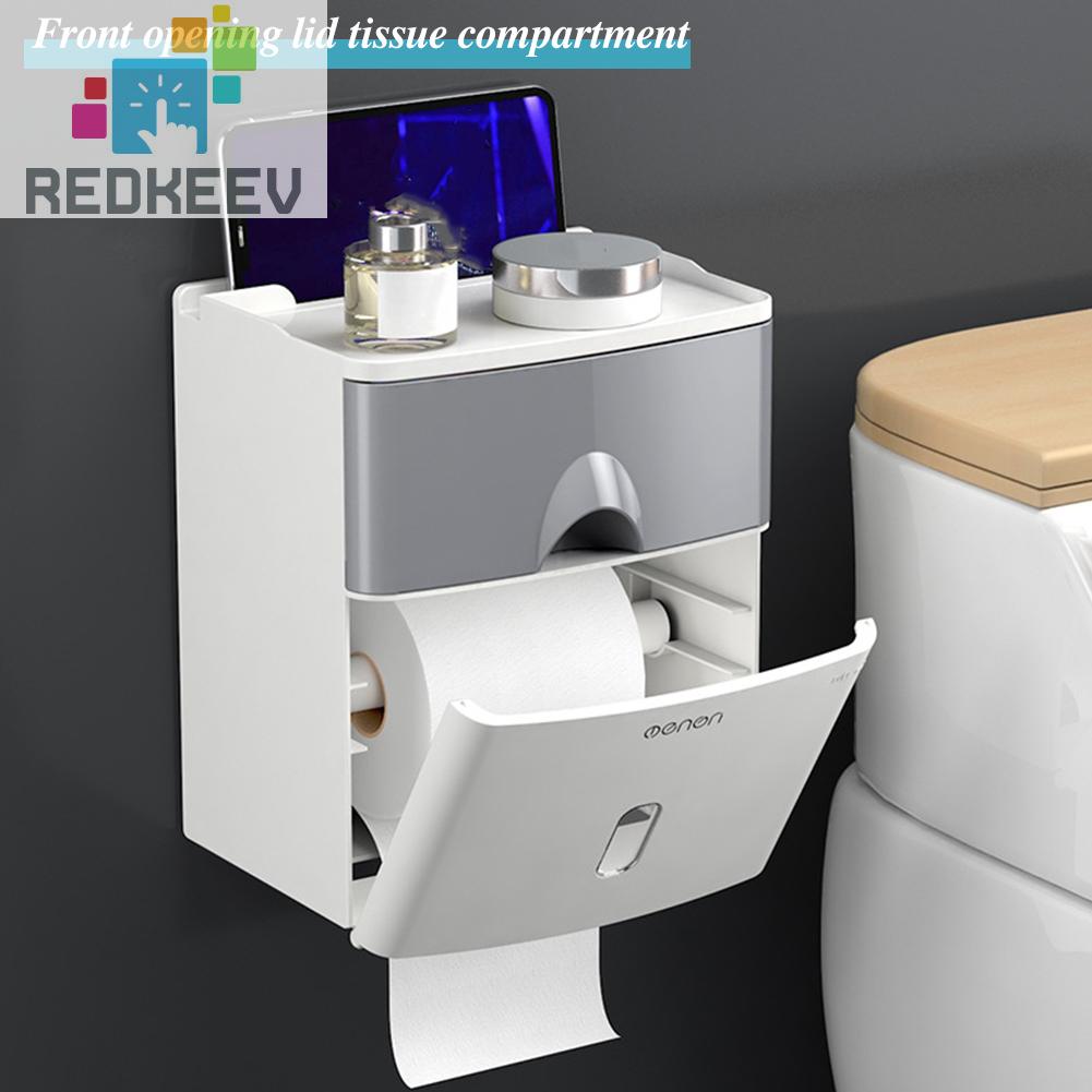 Hộp Đựng Khăn Giấy Hai Tầng Gắn Tường Chống Nước Không Cần Đục Lỗ Cho Nhà Tắm / Nhà