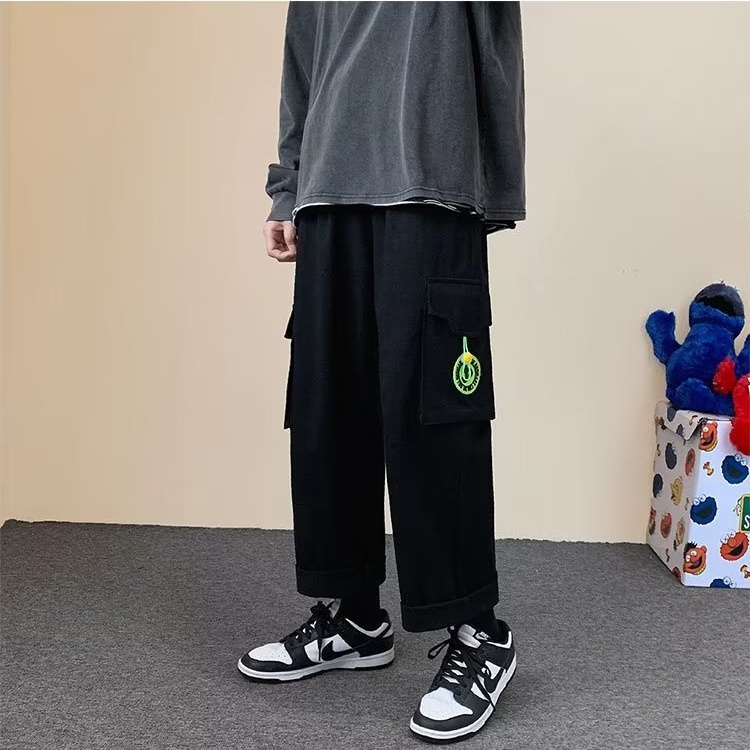 Quần Dài Ống Rộng Nhiều Túi Phong Cách Nhật Bản Dành Cho Nam