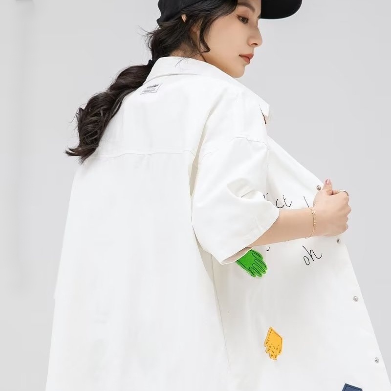 Áo Sơ Mi Ngắn Tay Dáng Rộng Thời Trang Mùa Hè Hàn Quốc Dành Cho Nam