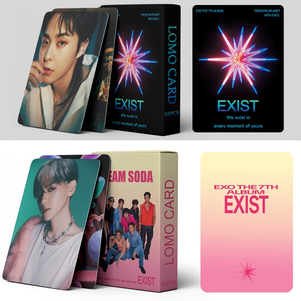 55pcs/box EXO 7th Album EXIST Photocards CREAM SODA Lomo Cards Kpop Postcards Collection LETAOTAO2023