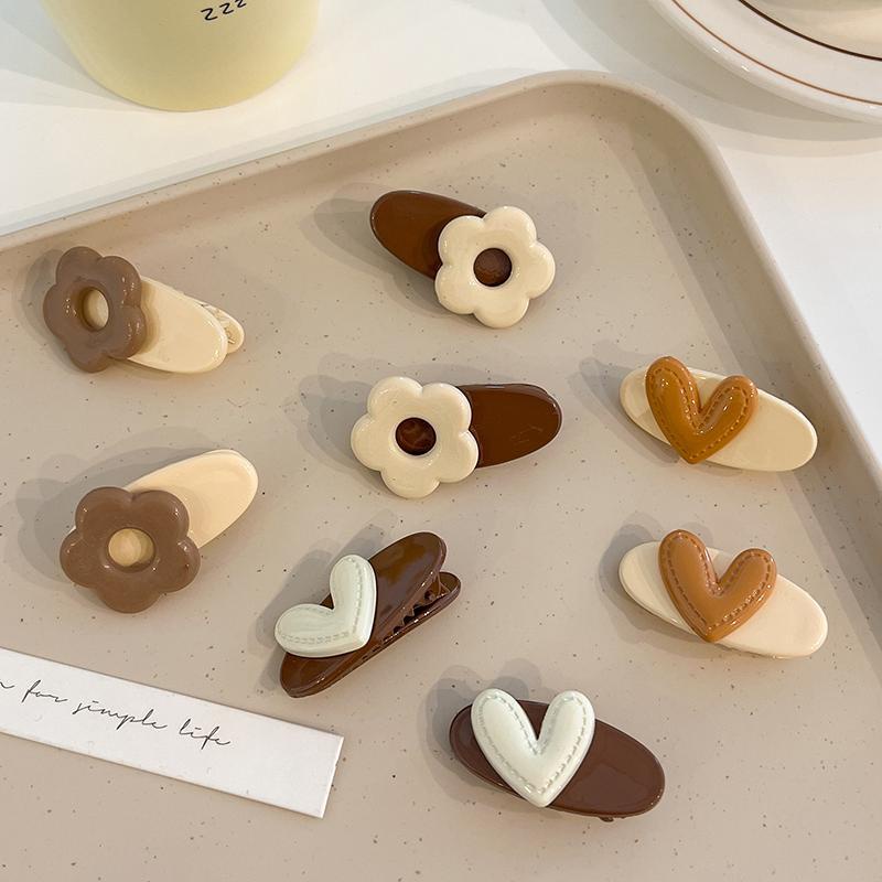 Kẹp Tóc Hình Hoa Màu Sắc Cà Phê Sữa Dễ Thương Cho Bé Gái