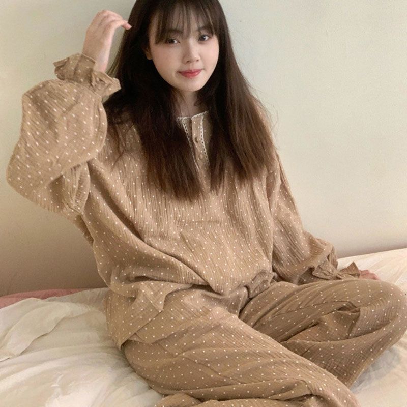 Bộ Đồ Ngủ Dài Tay Thời Trang Mùa Thu Đông Hàn Quốc Dành Cho Nữ Sinh