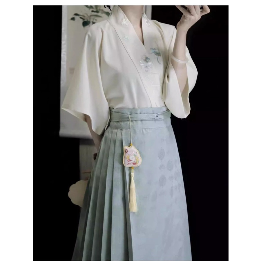 Bộ Váy Hán Phục Cách Tân Tay Ngắn In Hình Mặt Ngựa Thời Trang Mùa Hè 2023 Phong Cách Mới Dành Cho Bạn Nữ / Nam#23728