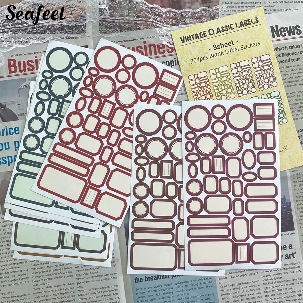 Set 8 Tờ Nhãn Dán Tự Dính Họa Tiết Vintage Trang Trí Sổ Tay / Nhật Ký DIY